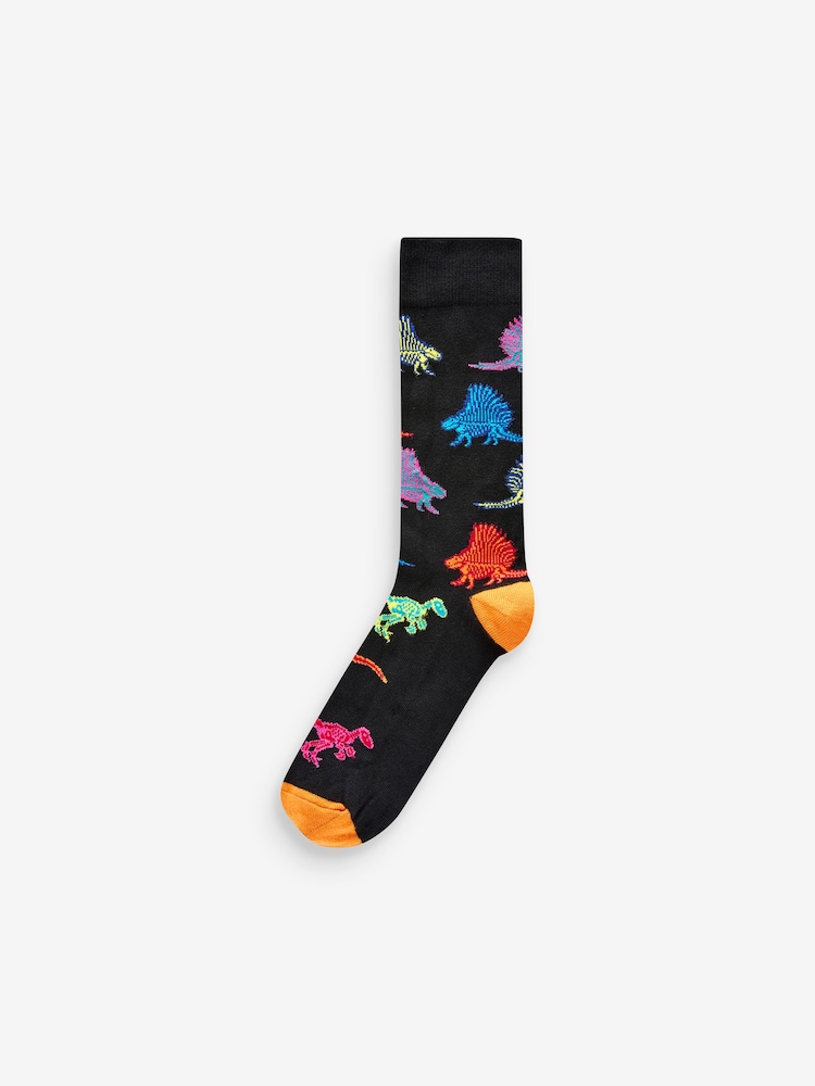 Black X-Ray Dinosaurs - Fun Pattern Socks 5 Pack - Image 5 of 7