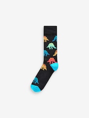 Black X-Ray Dinosaurs - Fun Pattern Socks 5 Pack - Image 6 of 7