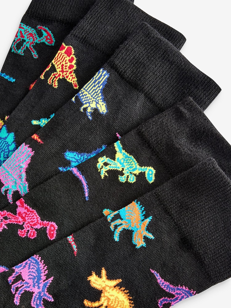 Black X-Ray Dinosaurs - Fun Pattern Socks 5 Pack - Image 7 of 7