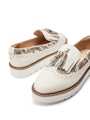Moda in Pelle Eilani Brogue Detail Eva Wedge White Loafers - Image 3 of 3