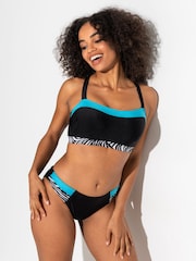 Diseño de cebra en negro y azul - Pour Moi Palm Springs Hidden Underwired Cami Bikini Top - Imagen 2 de 4