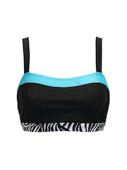 Diseño de cebra en negro y azul - Pour Moi Palm Springs Hidden Underwired Cami Bikini Top - Imagen 3 de 4