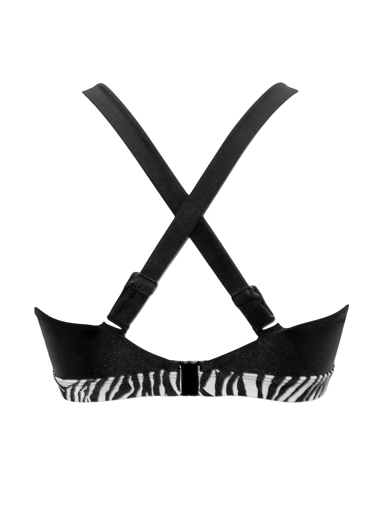 Diseño de cebra en negro y azul - Pour Moi Palm Springs Hidden Underwired Cami Bikini Top - Imagen 4 de 4
