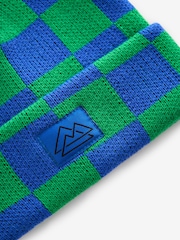 Blue/Green Check Knitted Beanie Hat (1-16yrs) - Image 2 of 2
