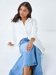 Roman Blue Cotton Blend Denim Maxi Skirt - Image 2 of 5