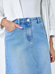 Roman Blue Cotton Blend Denim Maxi Skirt - Image 5 of 5