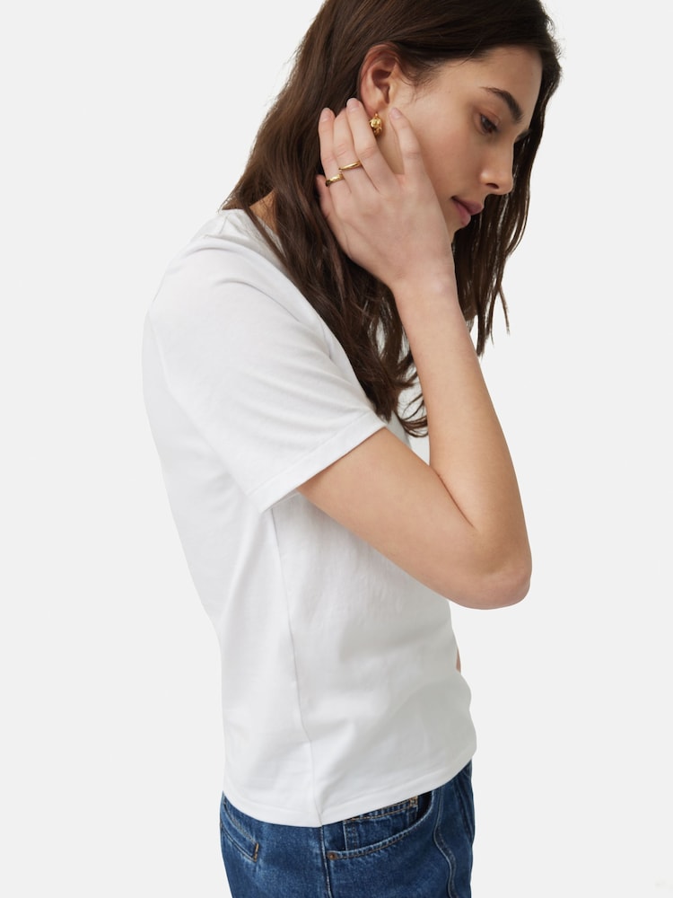 Jigsaw White 100% Cotton Crew Neck T-Shirt - Image 2 of 6