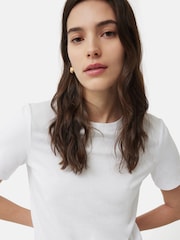 Jigsaw White 100% Cotton Crew Neck T-Shirt - Image 4 of 6