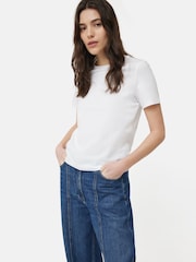 Jigsaw White 100% Cotton Crew Neck T-Shirt - Image 6 of 6