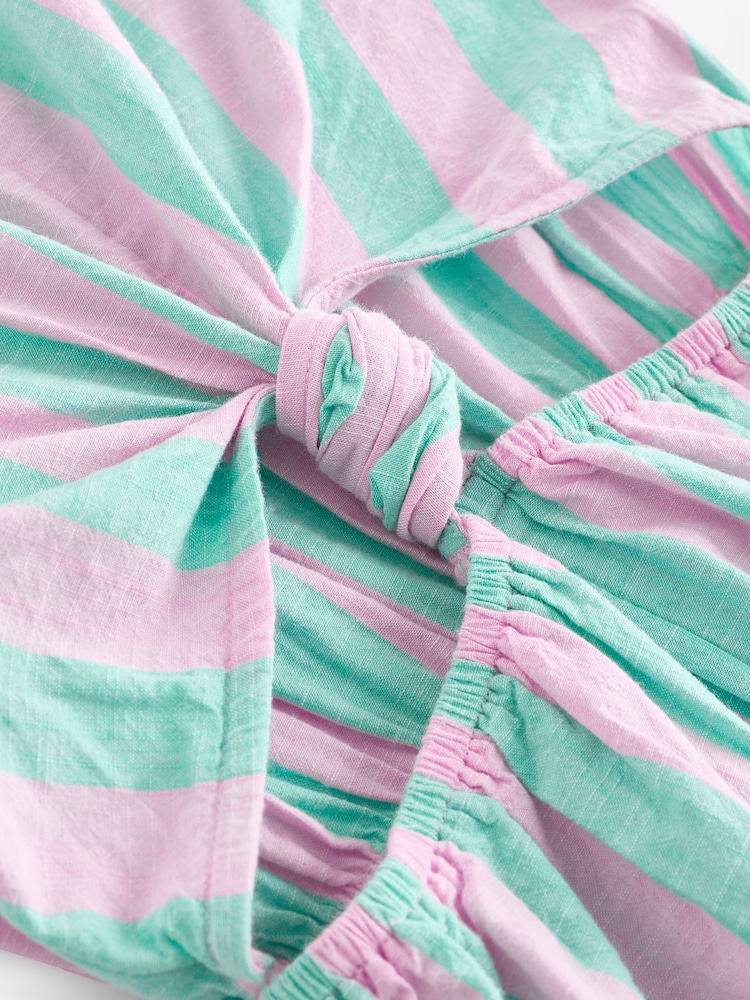 Pink/Green Stripe Twist Knot 100% Cotton Playsuit (3-16yrs) - Image 6 of 6 Pink/Green Stripe Twist Knot 100% Cotton Playsuit (3-16yrs) - Image 6 of 6