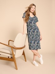 White Stuff Blue Tallie EcoVero™ Jersey Dress - Image 3 of 7