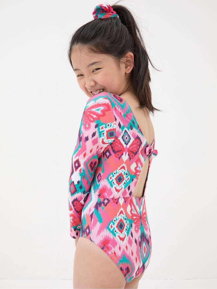 FatFace Pink Butterfly Long Sleeve Swimsuit - Image 2 of 5
