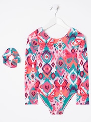 FatFace Pink Butterfly Long Sleeve Swimsuit - Image 5 of 5