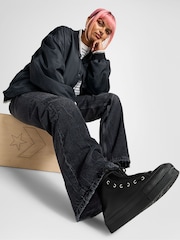 Converse Black Chuck Taylor All Star Lift Leather Zip Trainers - Image 1 of 17