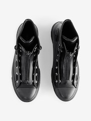 Converse Black Chuck Taylor All Star Lift Leather Zip Trainers - Image 11 of 17