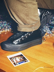 Converse Black Chuck Taylor All Star Lift Leather Zip Trainers - Image 3 of 17
