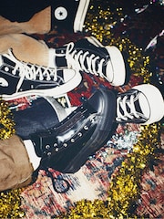 Converse Black Chuck Taylor All Star Lift Leather Zip Trainers - Image 5 of 17
