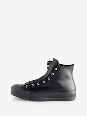 Converse Black Chuck Taylor All Star Lift Leather Zip Trainers - Image 9 of 17