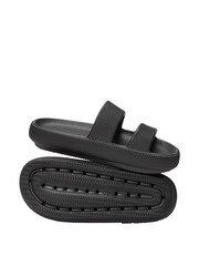 Victoria's Secret PINK Pure Black Double Strap Pillow Sliders - Image 1 of 2