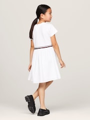 Tommy Hilfiger Girls Global Stripe White Dress - Image 2 of 5