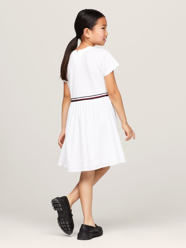 Tommy Hilfiger Girls Global Stripe White Dress - Image 2 of 5 Tommy Hilfiger Girls Global Stripe White Dress - Image 2 of 5