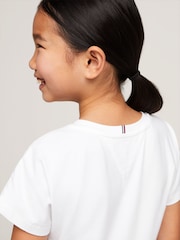 Tommy Hilfiger Girls Global Stripe White Dress - Image 3 of 5