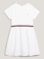 Tommy Hilfiger Girls Global Stripe White Dress - Image 5 of 5
