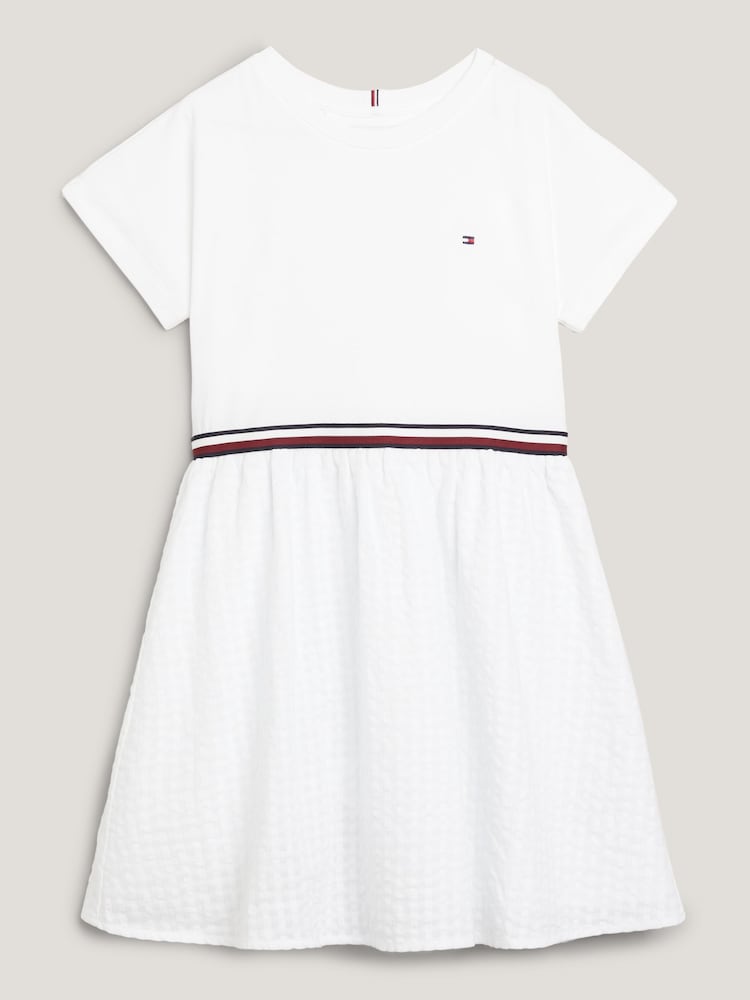 Tommy Hilfiger Girls Global Stripe White Dress - Image 5 of 5 Tommy Hilfiger Girls Global Stripe White Dress - Image 5 of 5