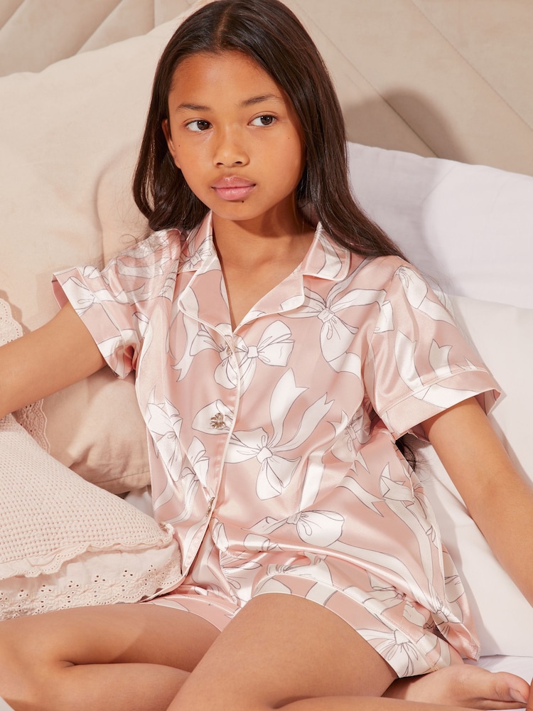 Lipsy Pink/White Satin Pyjamas - Image 1 of 1