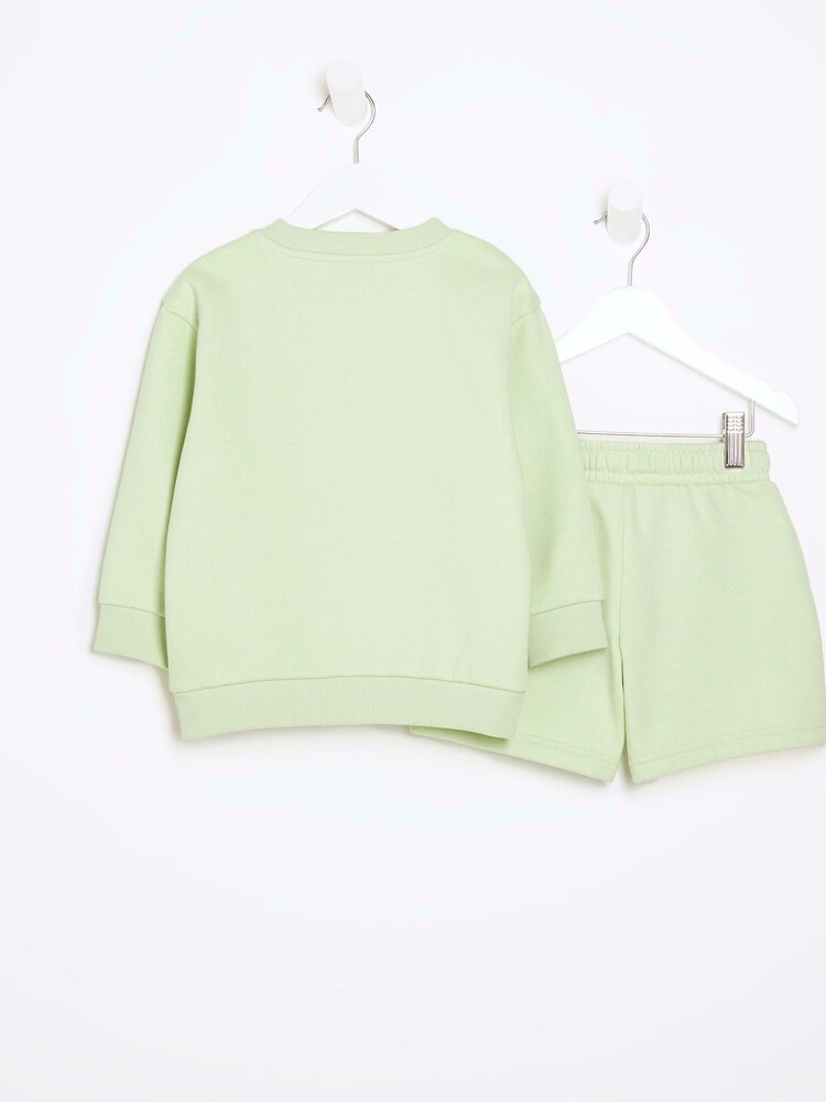 River Island Green Mini Boys Varsity Sweat Short Set - Image 2 of 5