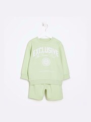 River Island Green Mini Boys Varsity Sweat Short Set - Image 3 of 5