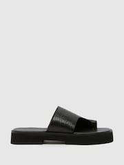 Schuh Tori Chunky Leather Croc Mules - Image 1 of 4