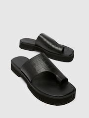 Schuh Tori Chunky Leather Croc Mules - Image 3 of 4