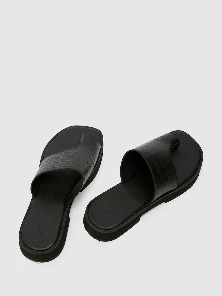 Schuh Tori Chunky Leather Croc Mules - Image 4 of 4