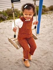 JoJo Maman Bébé Toffee Frill Co-ord Dungarees And Top Set - Image 1 of 4