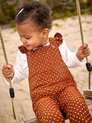 JoJo Maman Bébé Toffee Frill Co-ord Dungarees And Top Set - Image 2 of 4