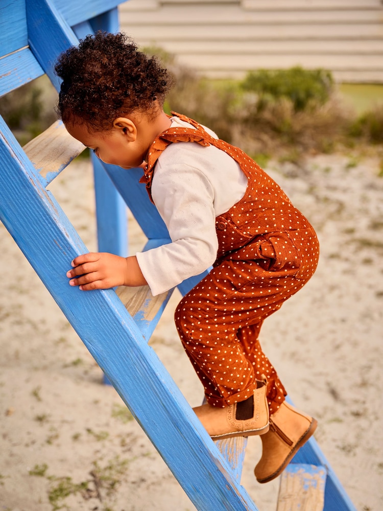 JoJo Maman Bébé Toffee Frill Co-ord Dungarees And Top Set - Image 4 of 4