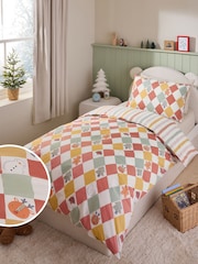 Santa & Friends Harlequin Christmas Duvet Cover and Pillowcase Set - Image 1 of 9