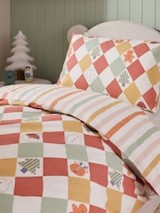Santa & Friends Harlequin Christmas Duvet Cover and Pillowcase Set - Image 5 of 9