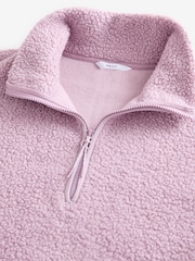 Mauve Purple Teddy Borg Cosy Longline Quarter Zip Fleece - Image 8 of 9