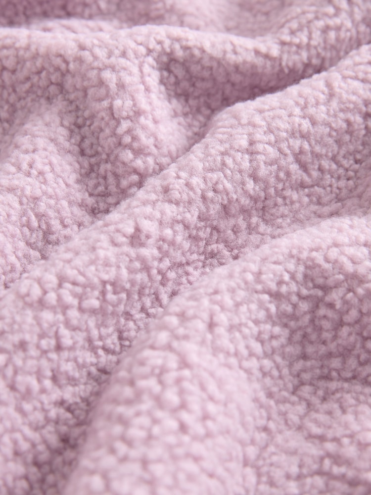 Mauve Purple Teddy Borg Cosy Longline Quarter Zip Fleece - Image 9 of 9