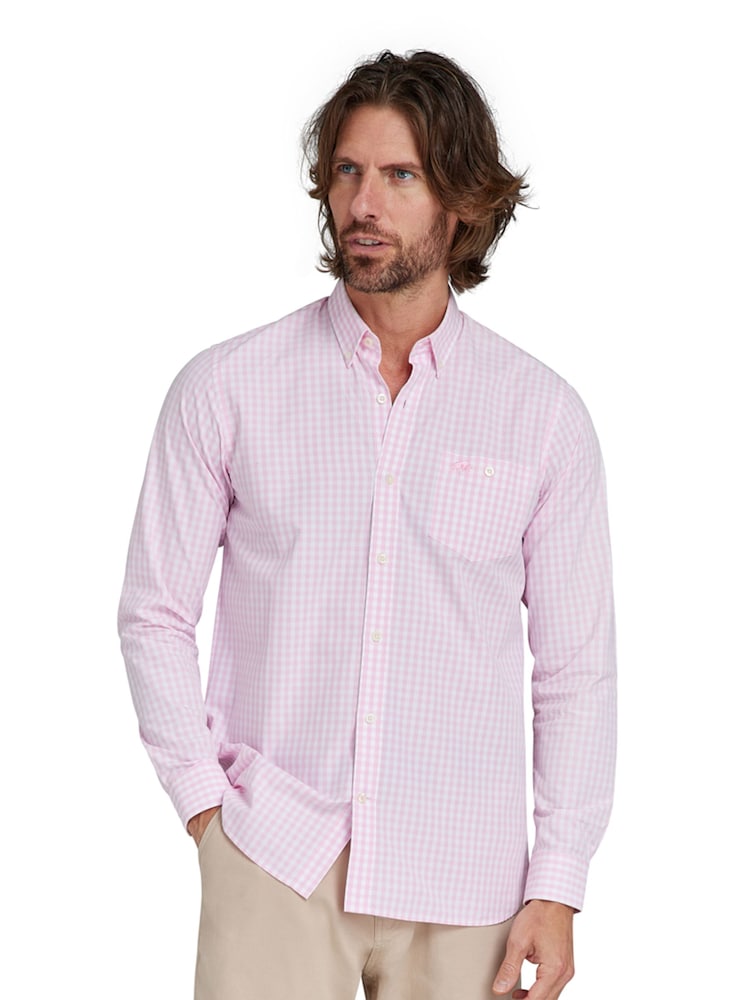 Raging Bull Pink 100% Cotton Long Sleeve Classic Gingham Shirt - Image 3 of 8