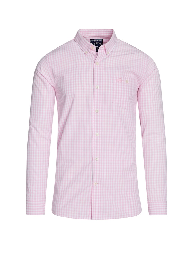 Raging Bull Pink 100% Cotton Long Sleeve Classic Gingham Shirt - Image 7 of 8