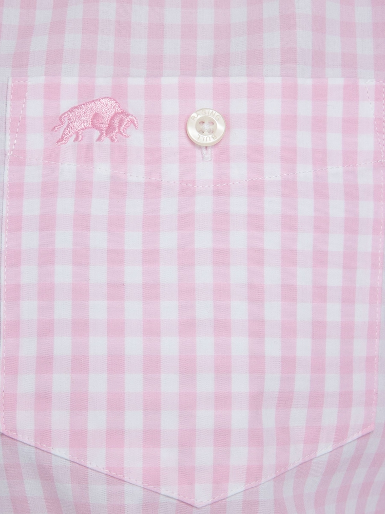 Raging Bull Pink 100% Cotton Long Sleeve Classic Gingham Shirt - Image 8 of 8