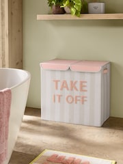 Natural Stripe Slogan Laundry Basket Sorter - Image 1 of 9