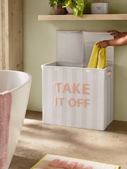 Natural Stripe Slogan Laundry Basket Sorter - Image 2 of 9