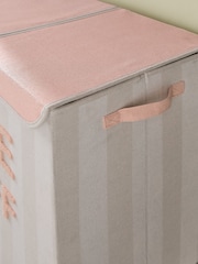 Natural Stripe Slogan Laundry Basket Sorter - Image 7 of 9