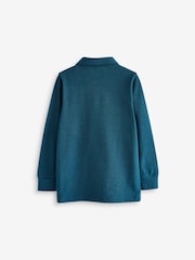 Teal Blue Long Sleeve Polo Shirt (3-16yrs) - Image 2 of 3