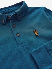 Teal Blue Long Sleeve Polo Shirt (3-16yrs) - Image 3 of 3
