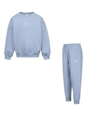 Niebieski - Nike Little Kids Essential Marl Crew Tracksuit Set - Image 1 of 5